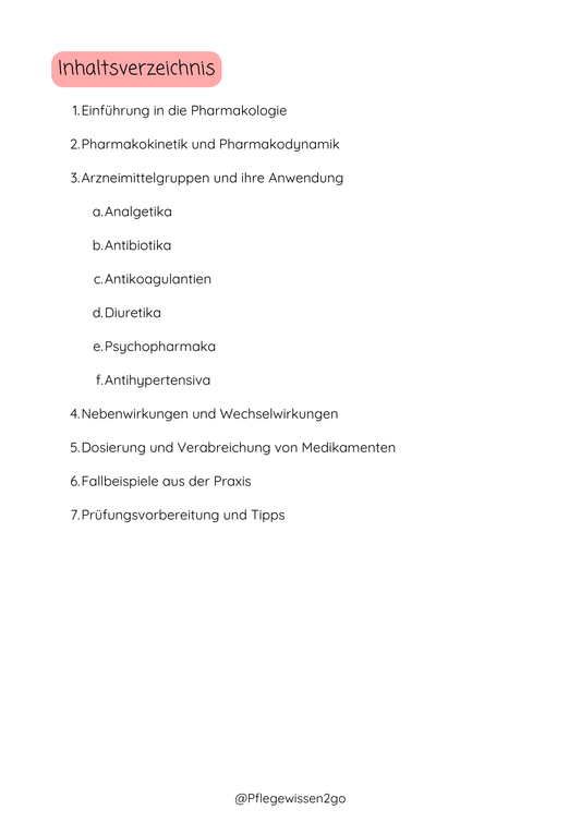 Übungsheft Pharmakologie