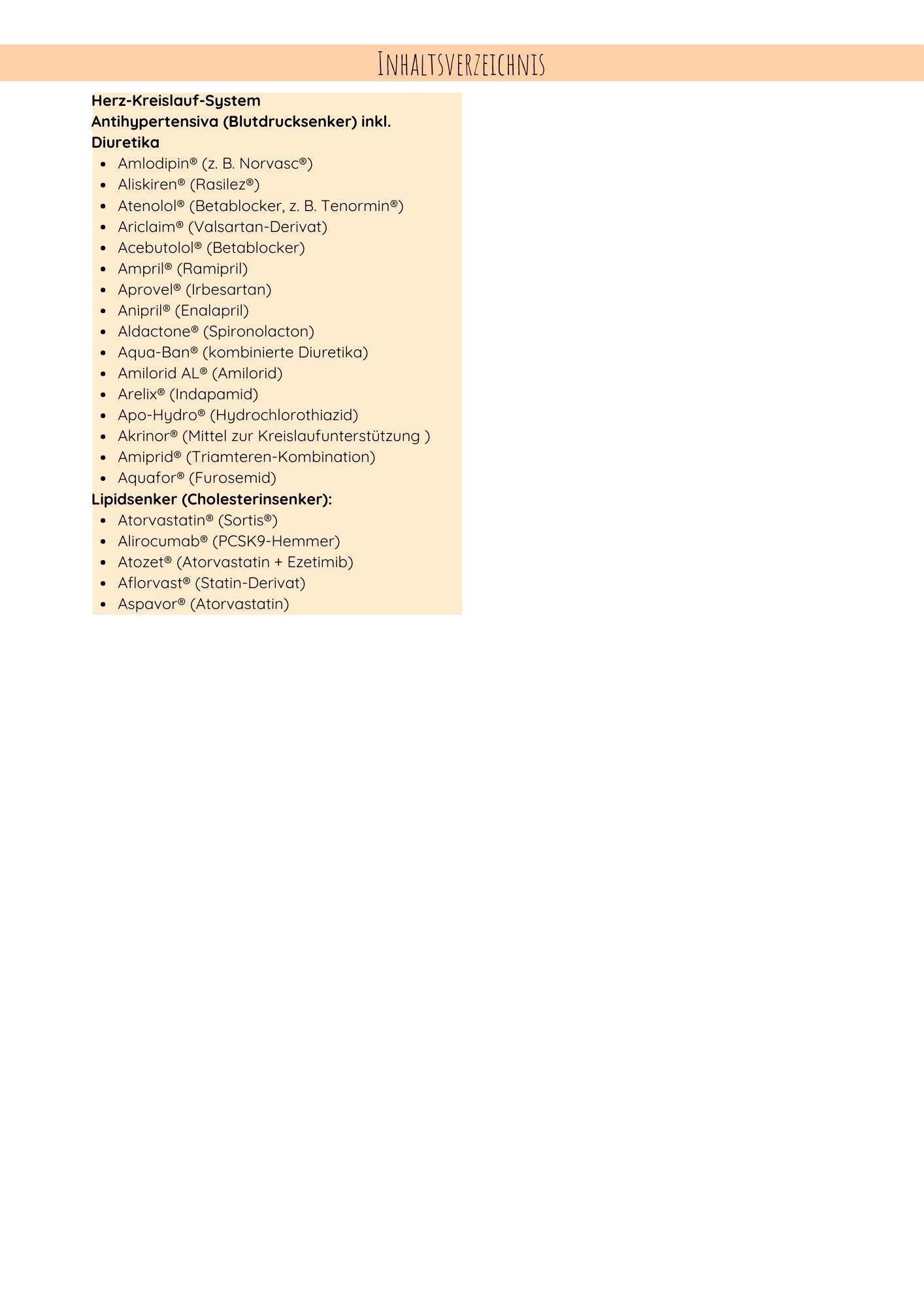 Medikamenten Lexikon Buchstabe A