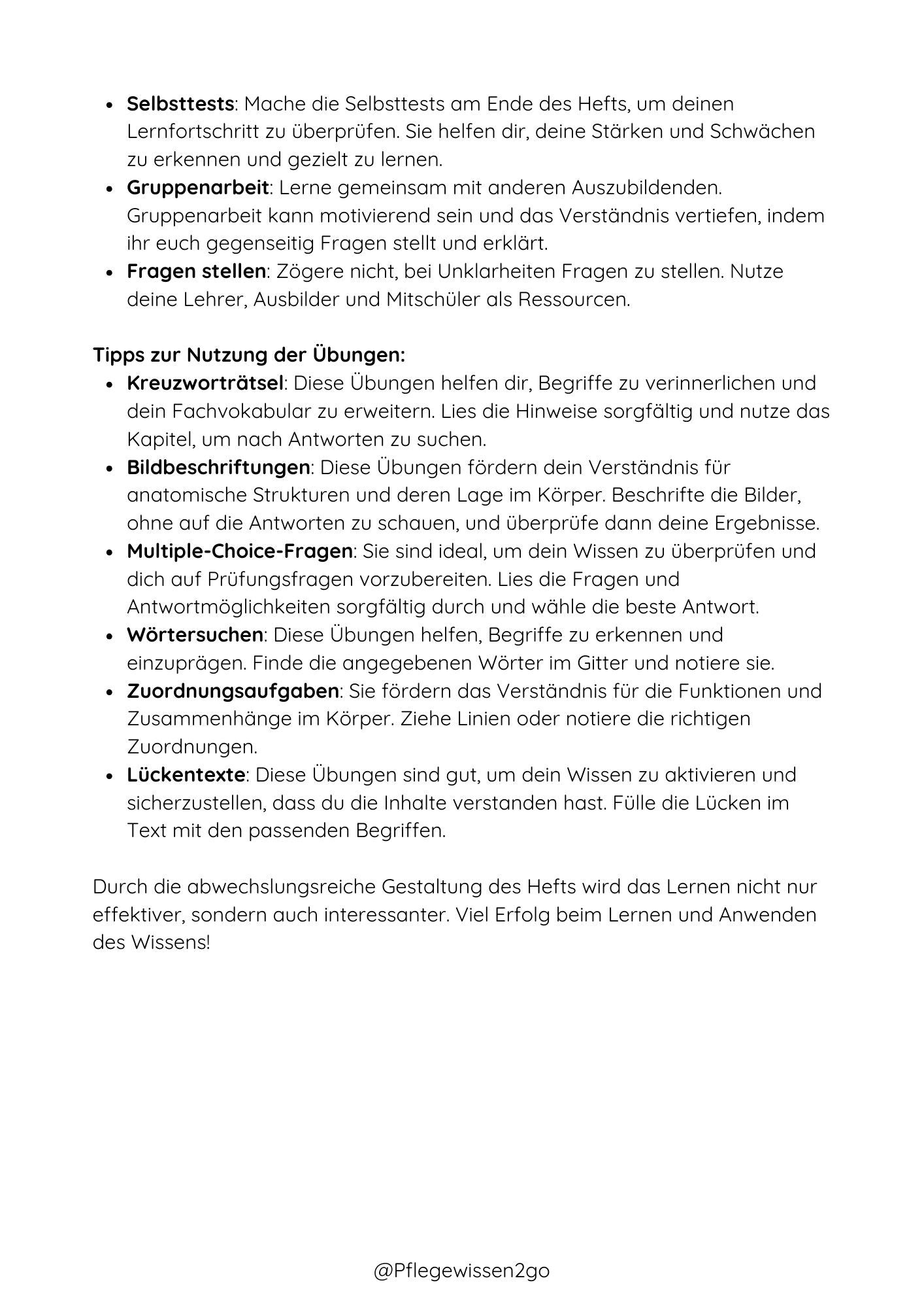 Übungsheft Anatomie