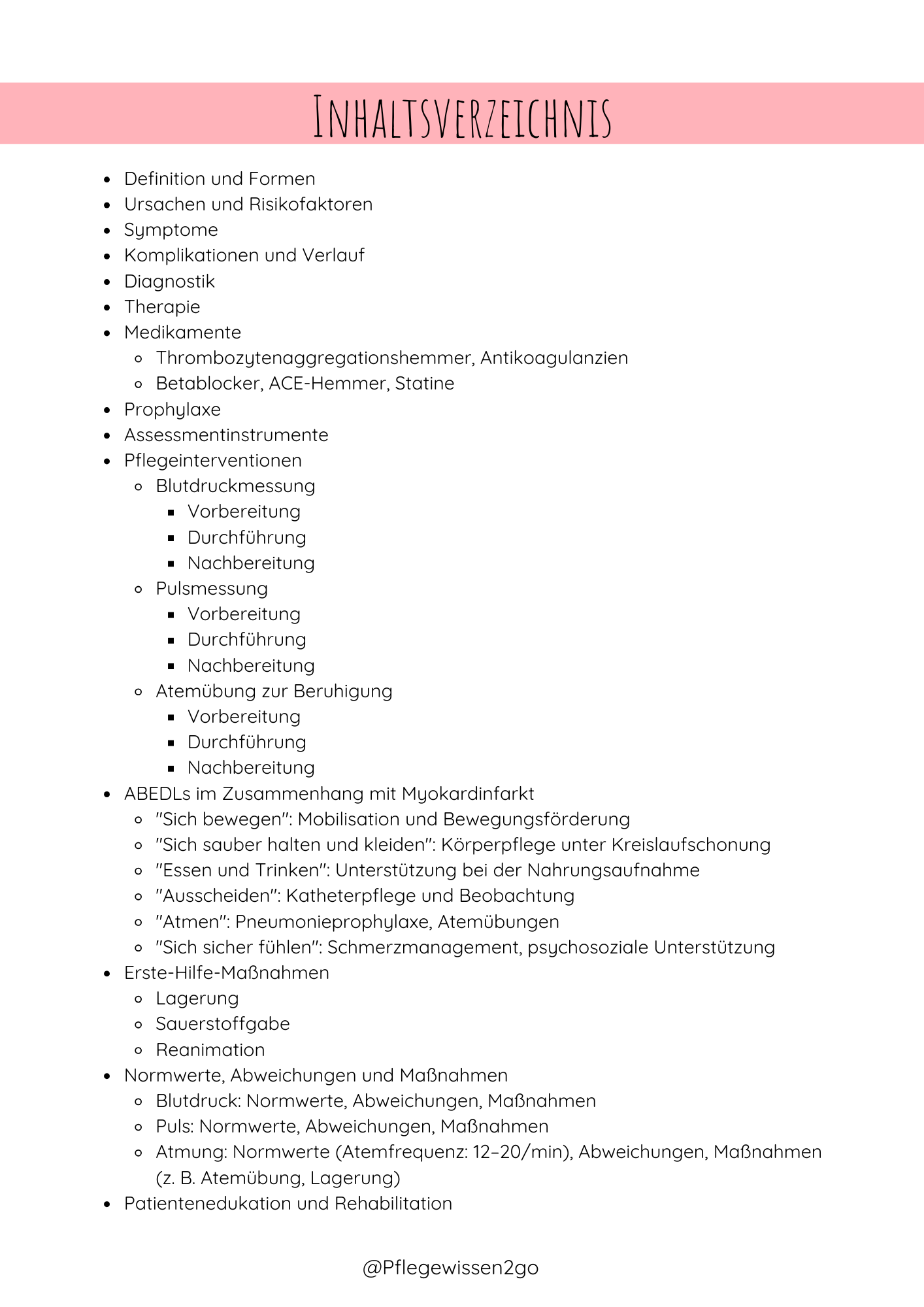 Myokardinfarkt Kompaktwissen für die Pflegeprüfung