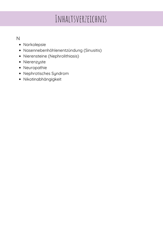 Krankheitsbilder mit dem Buchstaben N