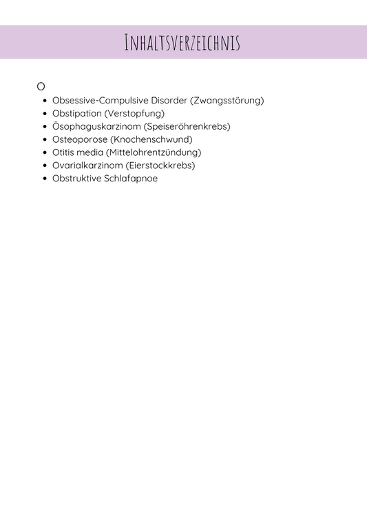 Krankheitsbilder mit dem Buchstaben O
