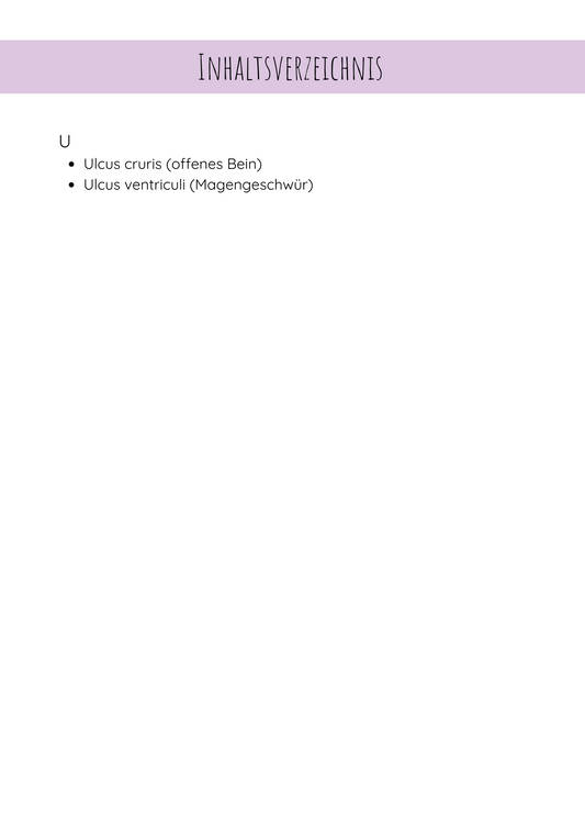 Krankheitsbilder mit dem Buchstaben U