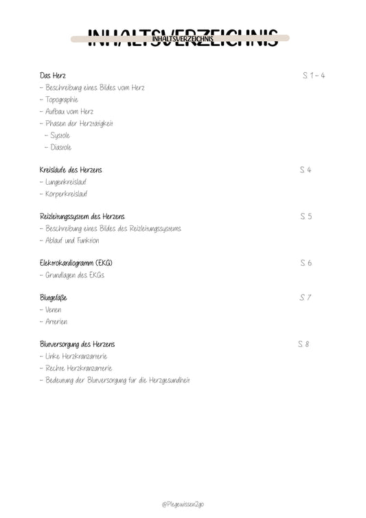 "Optimiere deine Pflegeausbildung mit unserem digitalen Lernzettel zum Herz. Pflege-Lernzettel, Krankenpflege-Notizen, Pflege-Study Guides und mehr! Bereite dich gezielt auf deine Pflegeprüfung vor und werde zum Experten in der Pflegepraxis."