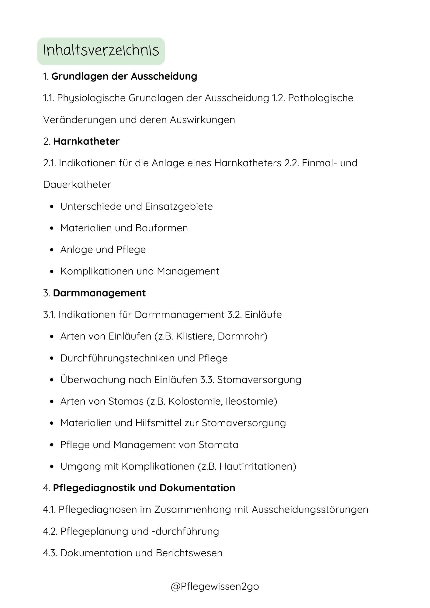 Ausscheidung und Kathetermanagement