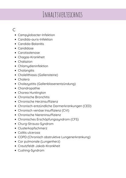 Krankheitsbilder mit Buchstaben C